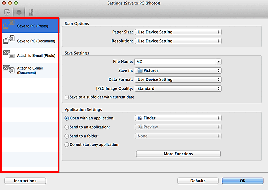 figure: Settings dialog